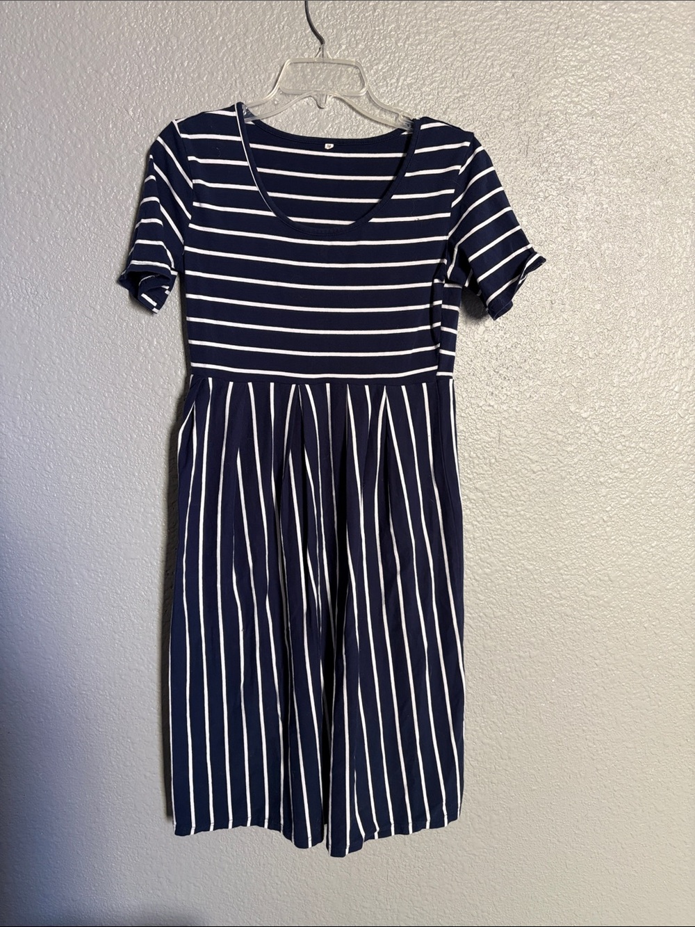 Navy and White Striped Dress